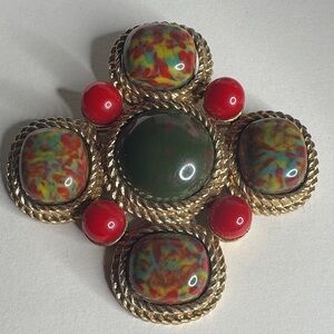 Vintage Sarah Coventry  Mosaic Maltese Cross Brooch Pin
